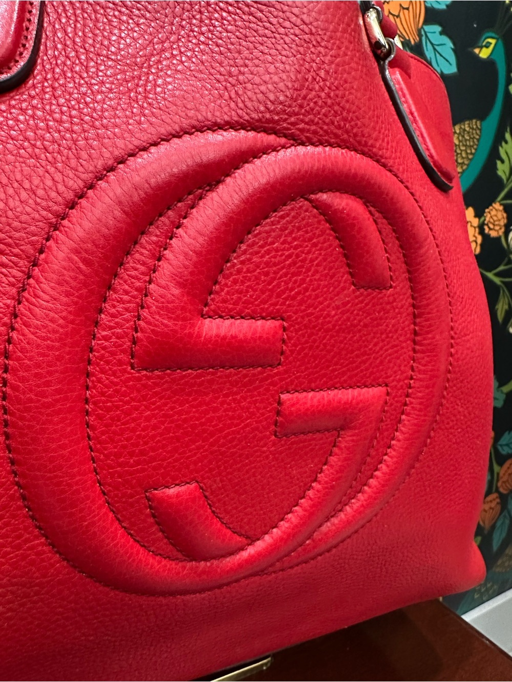 Gucci Soho Large Tomato Red Leather Interlocking G Tassel Tote Bag - Picture 4 of 12